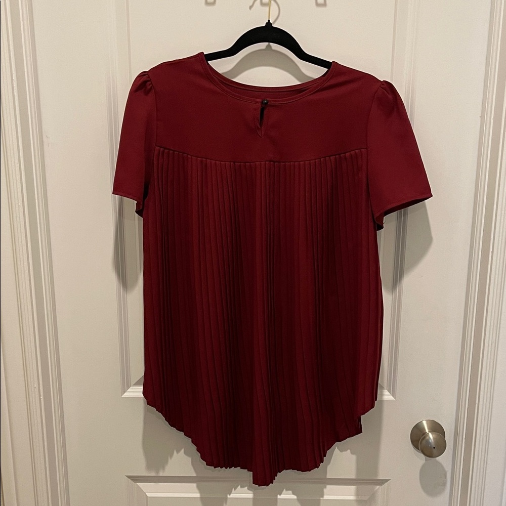 SHEIN Burgundy Pleated Blouse
